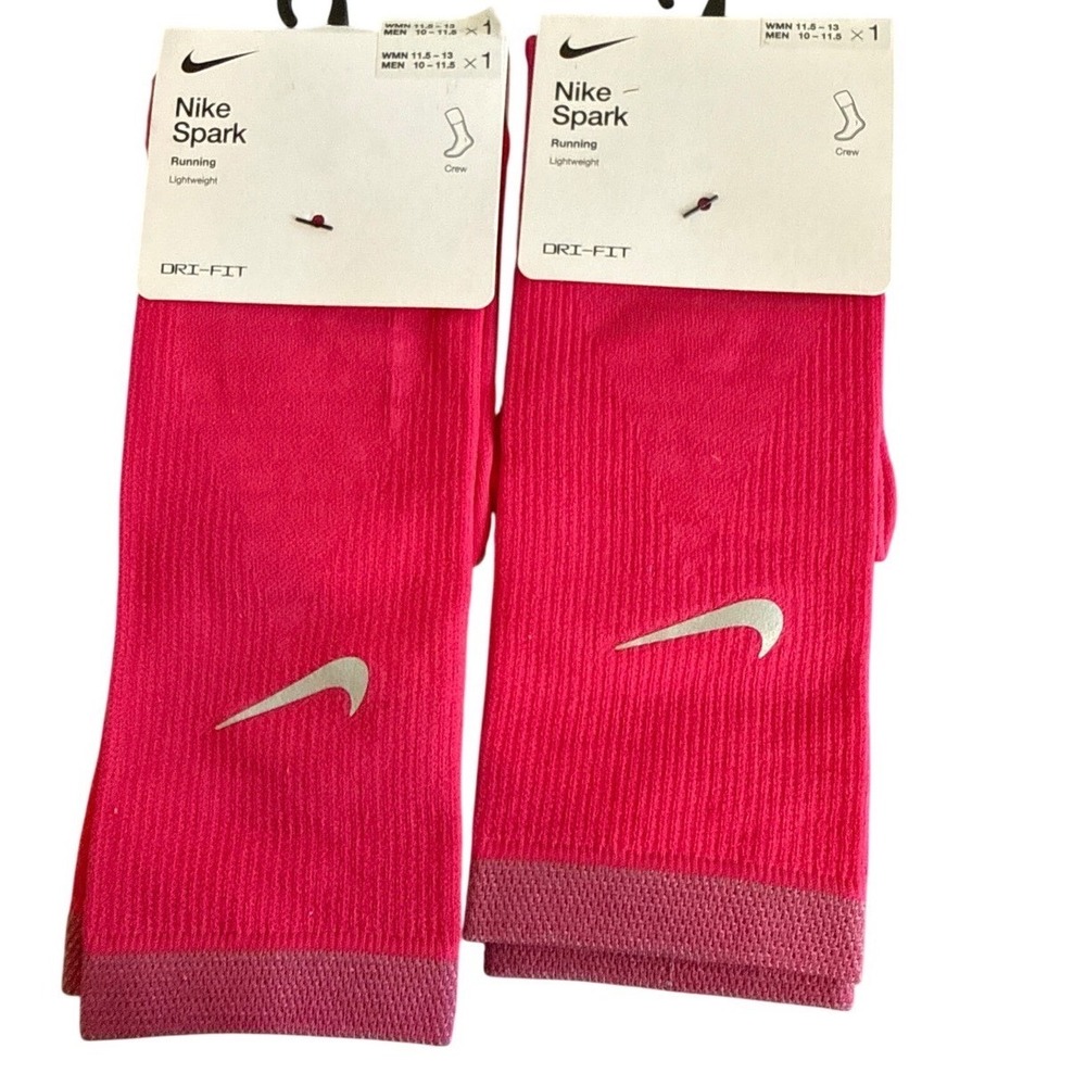 2 pair Nike Spark Lightweight Crew Socks Pink Men 10-11.5 Women 11.5-13 NWT